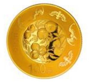 8克圆形精制金质纪念币背面图案