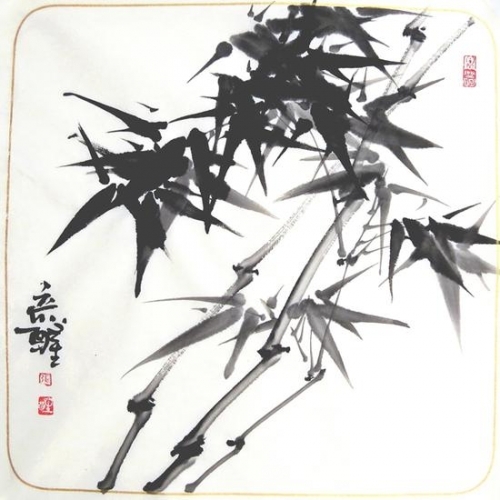 张彦醒，竹报平安节，纸本设色，38x38cm
