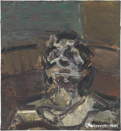 弗兰克·奥尔巴赫（Frank Auerbach），《J.Y.M。的脑袋》（Head of J.Y.M。），1982，油彩 画布，66 x 61.6 厘米 / 26 x 24 1/4 英寸。? 弗兰克·奥尔巴赫，图片：弗兰克·奥尔巴赫，豪瑟沃斯