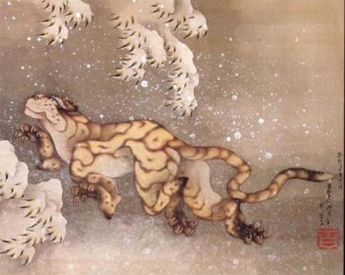 雪中的老虎，肉笔绘，1849