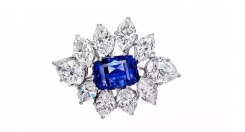 蓝宝石及钻石胸针