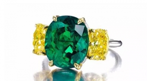 祖母绿及黄色钻石戒指