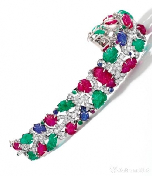 Art Deco 宝石 配 钻石\'Tutti Frutti\' 手链   卡地亚  估价：1050-1400万港币