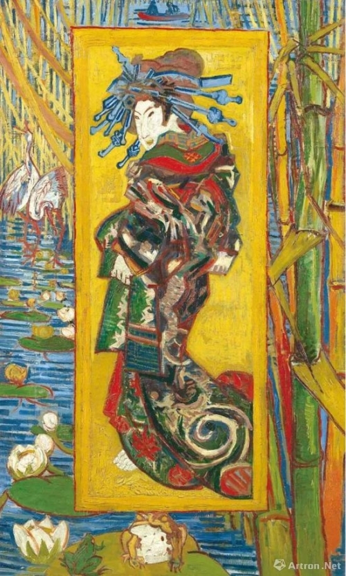 文森特·梵高，《名妓》，用油画手法画的浮世绘作品