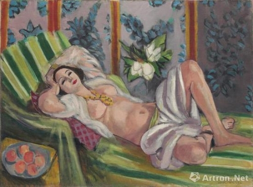 马蒂斯《侧卧的宫娥与玉兰花》60.5x81.1cm 布面油画 1932年