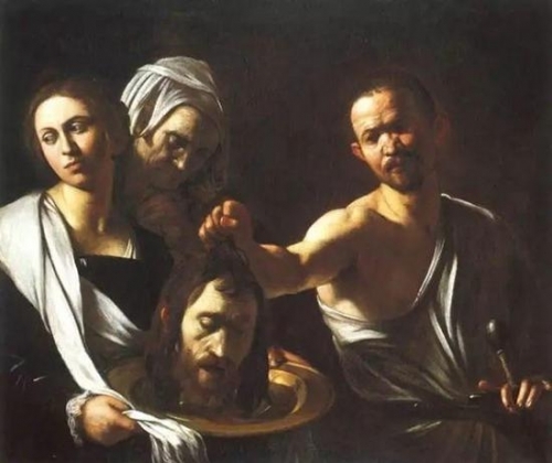 《莎乐美收到施洗约翰的头》1607－10 藏于意大利那不勒斯慈爱山丘教堂